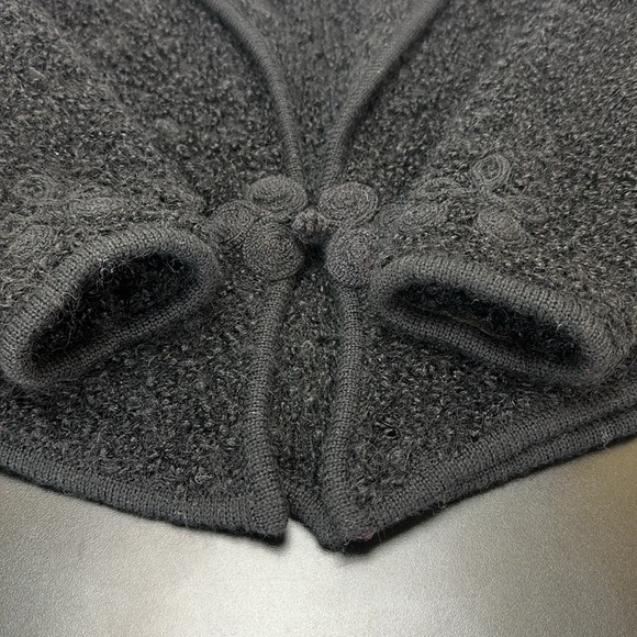Vtg Susan Bristol Black Mohair Wool Hand Embroidered Cardigan Sweater Jacket S - Picture 6 of 14